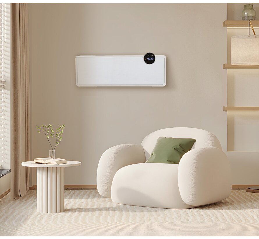 Keramische wandverwarming AmberHeat met Wifi thermostaat