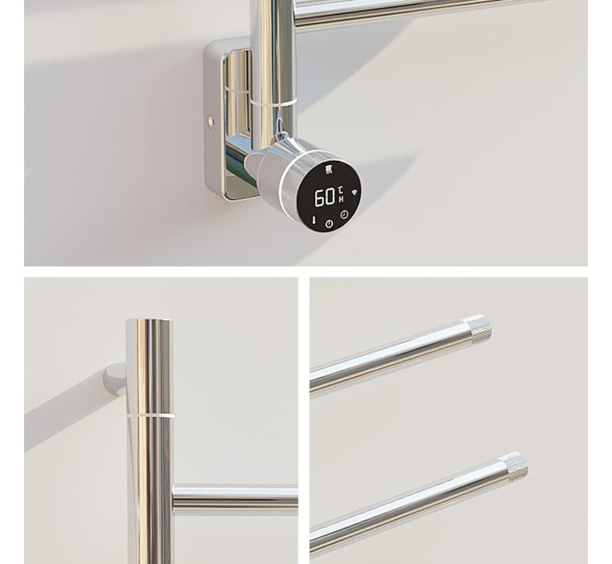 Elektrische handdoek radiator chrome met thermostaat