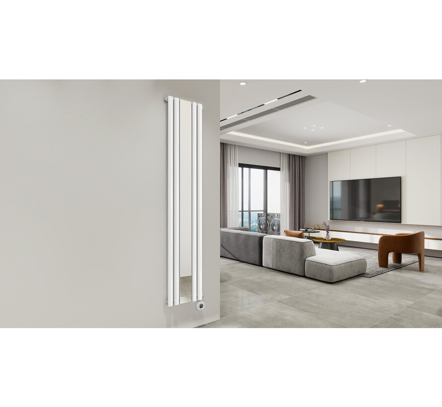 Elektrische radiator verticaal wit met spiegel 1200Watt NeoTherm