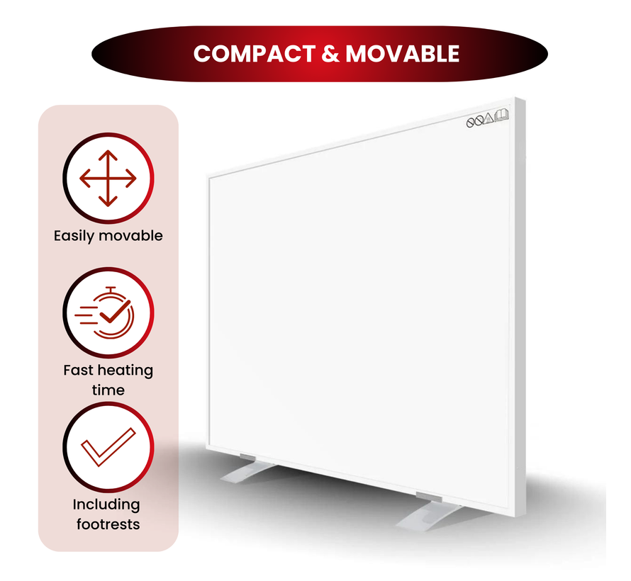QH-AK Serie verplaatsbaar infraroodpaneel 350, 450, 580 of 700Watt