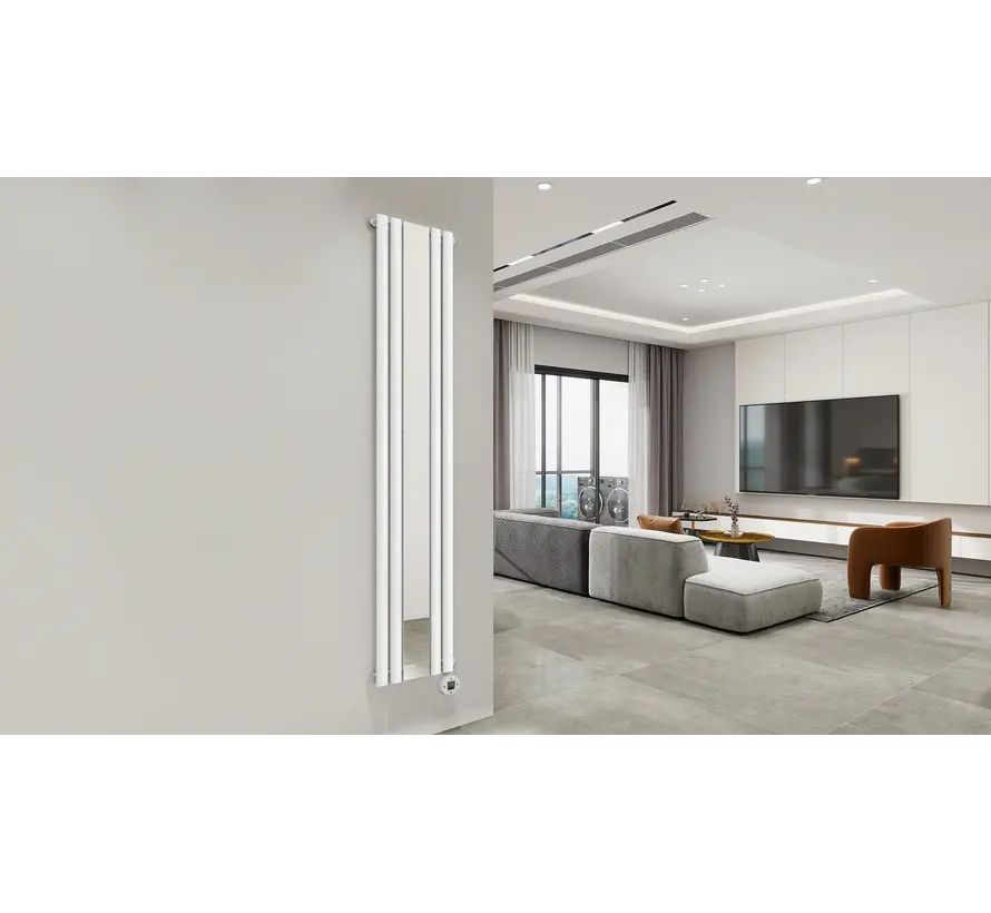 Elektrische radiator verticaal wit met spiegel 1200Watt NeoTherm