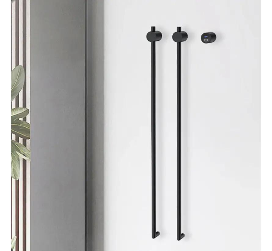 Elektrische handdoek radiator zwart met thermostaat L-SR0200-B