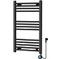Handdoekradiator Elektrisch met Digitale Thermostaat - Radiator Badkamer - 800 √ó 500 mm - Mat zwart - 300 Watt