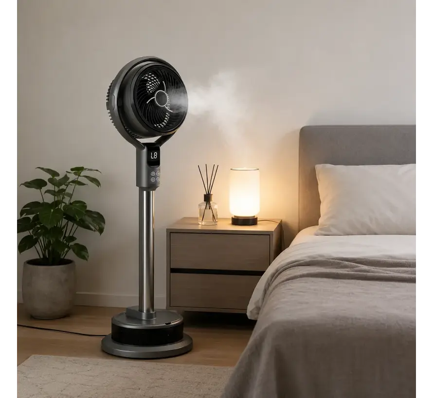 Mistventilator met afstandsbediening, timer en luchtbevochtiger