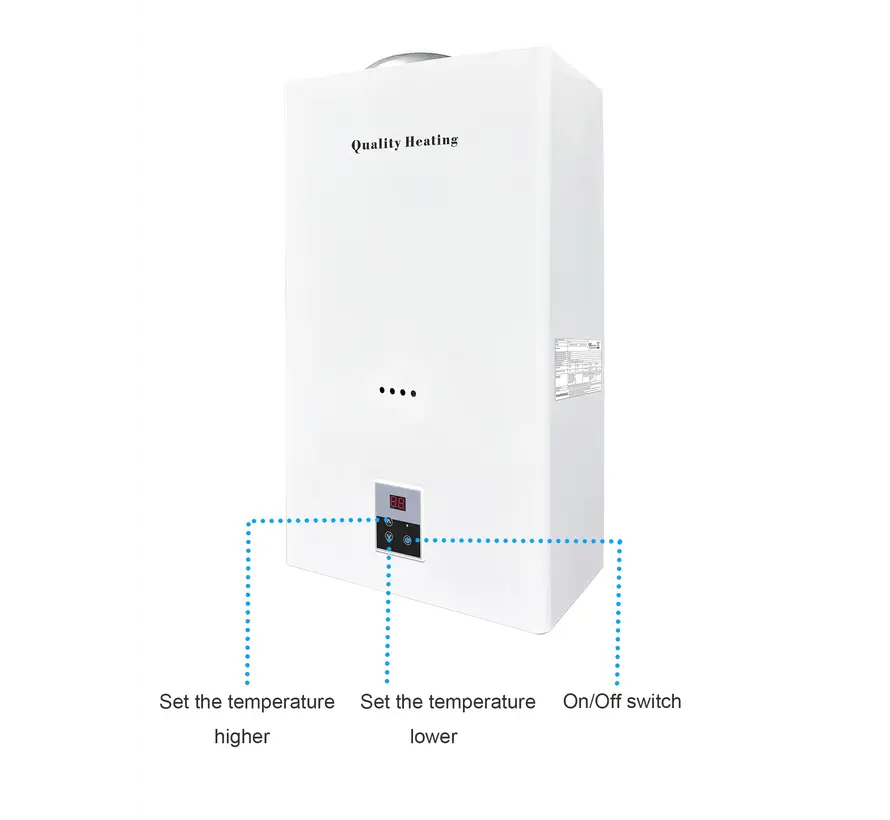 EcoTherm Electronische geiser Digitaal 14L Low Nox Propaan open kamer