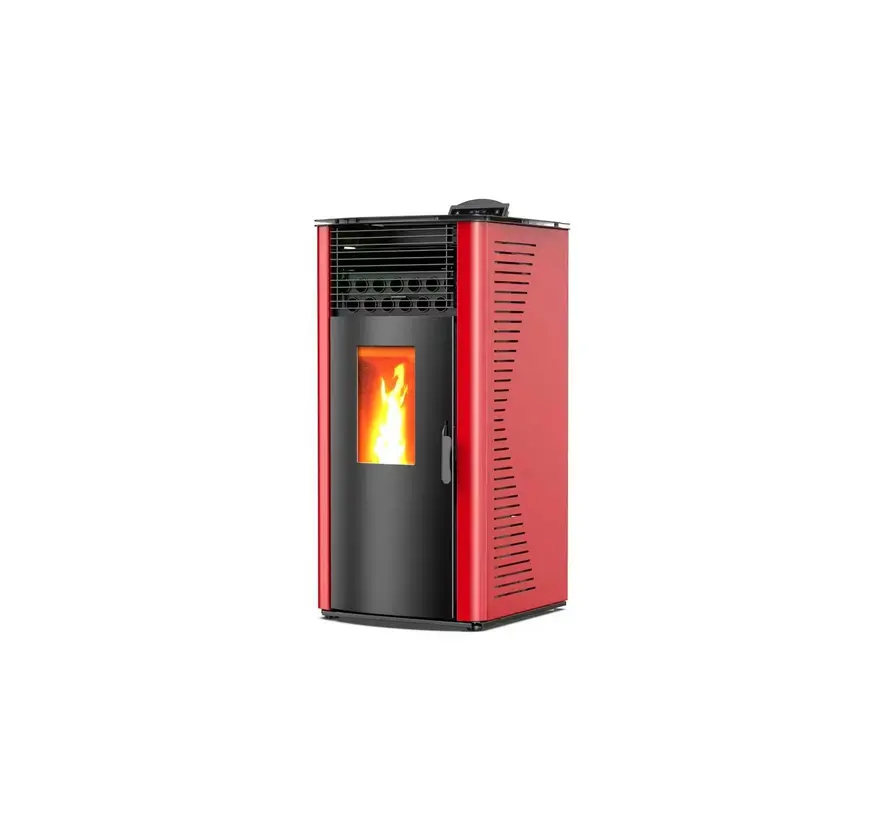 Pelletkachel - 12.2 kW 100 - 120 m² - 5 niveaus - timer - KM1202A - Rood