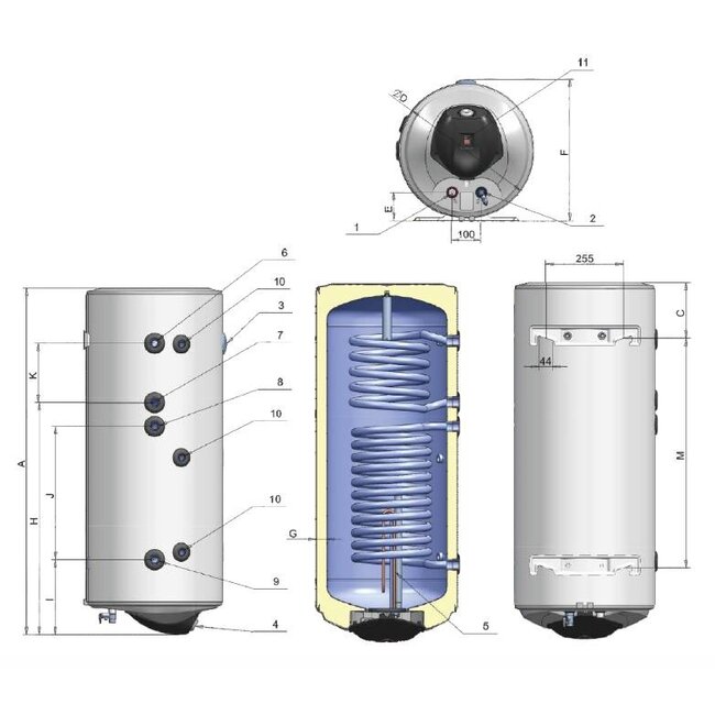 Eldom ELDOM Green Line 120 Liter boiler boiler met 1 warmtewisselaar