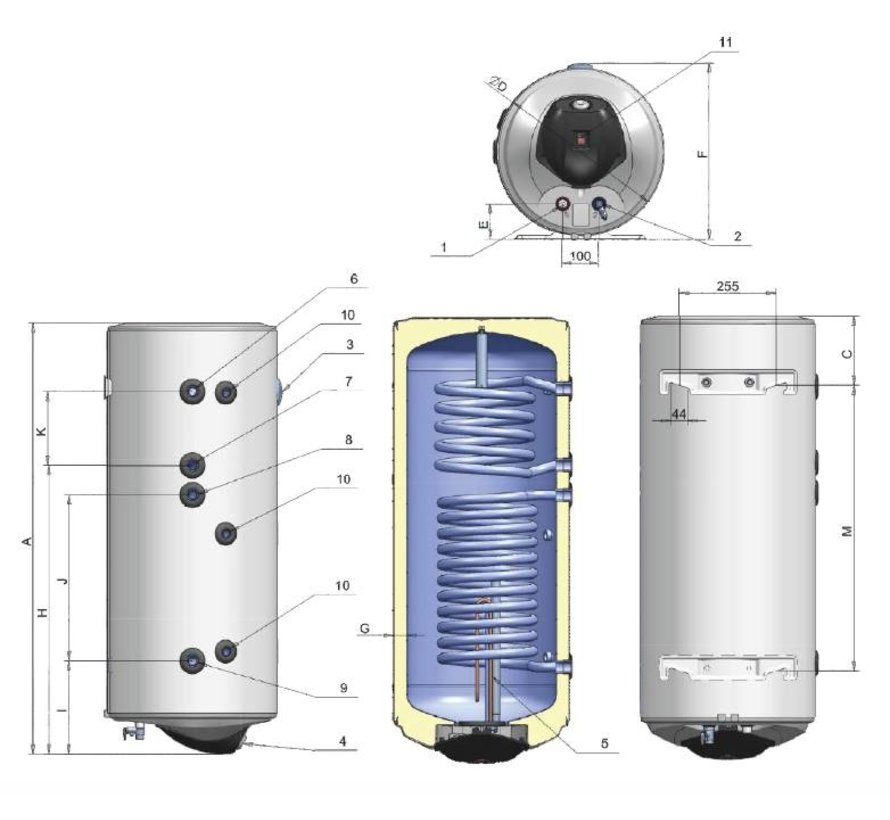 ELDOM Green Line 120 Liter boiler boiler met 1 warmtewisselaar