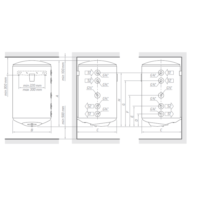 Tesy Officiëel Tesy importeur - LaagstePrijs garantie Indirect gestookte boiler 120 liter 2 wisselaars