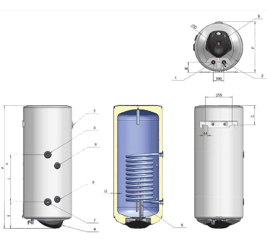 ELDOM Green Line Elektrische boiler 80L met warmtewisselaar en digitale bediening