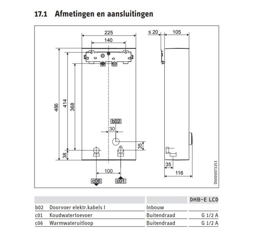 Stiebel Eltron doorstroomboiler DHB-E 27 LCD