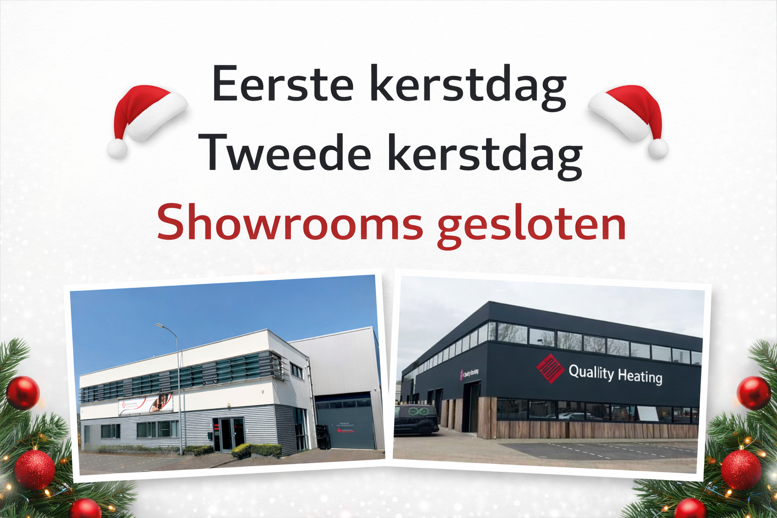Aangepaste openingstijden showrooms (feestdagen)