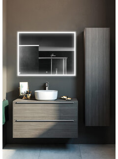 Spiegel met zwart frame, led, anticondens 60 x 100 cm
