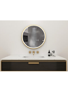 Bella Mirror Spiegel rond 80 cm met gouden frame, led verlichting en anti condens