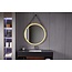 Spiegel rond 80 cm met trendy riem zwart frame, inbouw led verlichting en anti-condens