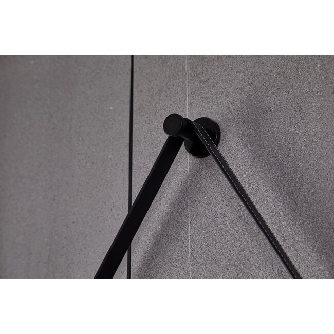 Spiegel rond 80 cm met trendy riem zwart frame, inbouw led verlichting en anti-condens