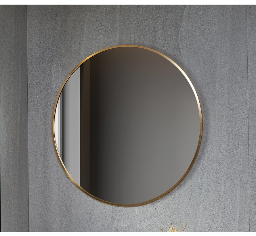 Spiegel rond 80 cm met gouden frame