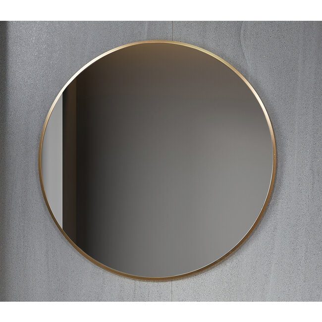 Spiegel rond 80 cm met koperen frame
