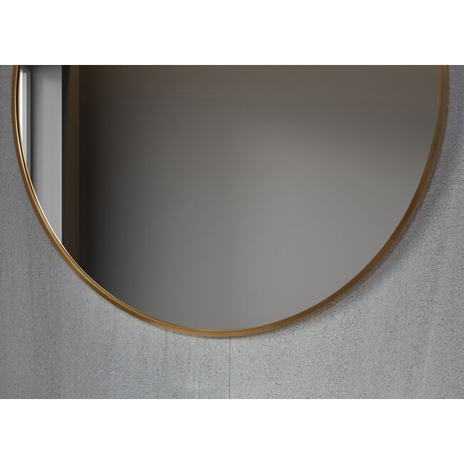 Spiegel rond 80 cm met koperen frame