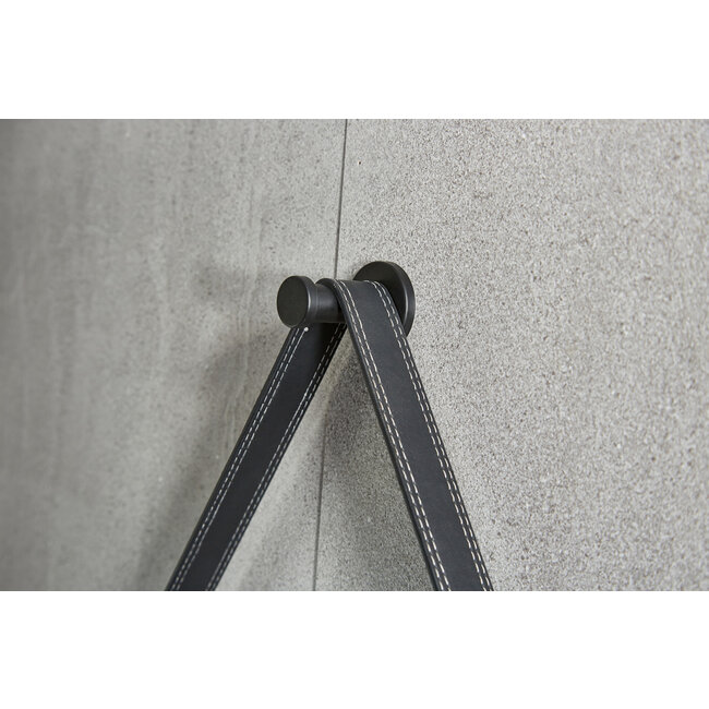 Spiegel rond 80 cm met trendy riem zwart frame