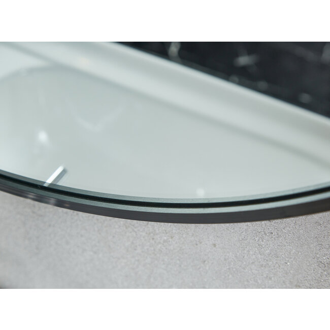 Spiegel rond 80 cm met trendy riem zwart frame