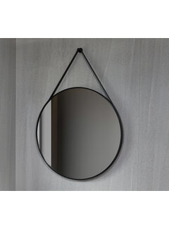 Bella Mirror Spiegel rond 80 cm met trendy riem zwart frame