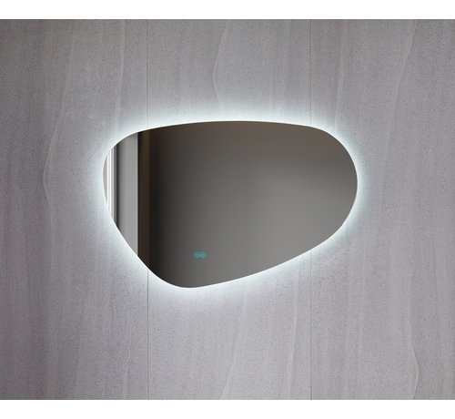 Spiegel asymmetrisch organische led verlichting en anti-condens 100 cm breed en 65 cm hoog