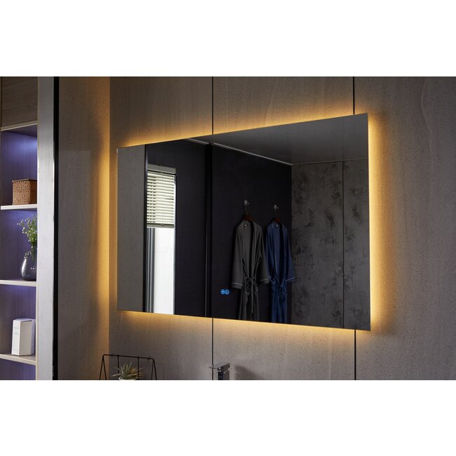 Spiegel frameloos met led, anti-condens 75 x 140 cm
