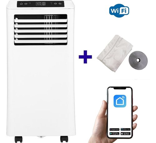 Quality Cooling Mobiele airco Wifi ontvochtigen en ventileren met raamafdichting en luchtreiniger 9000btu