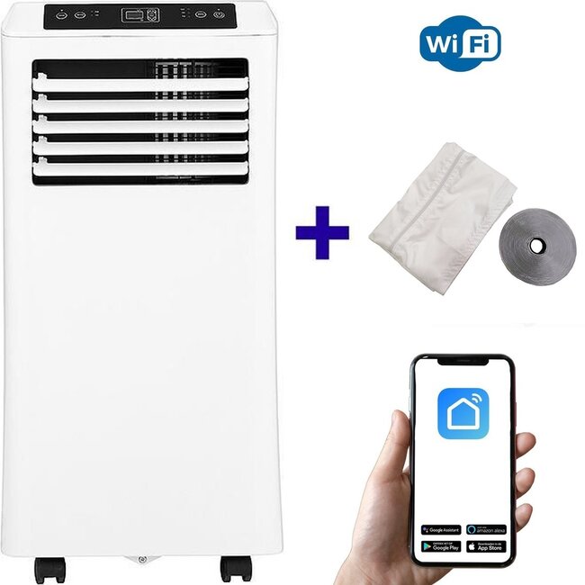 Mobiele airco Wifi ontvochtigen en ventileren met raamafdichting en luchtreiniger 9000btu