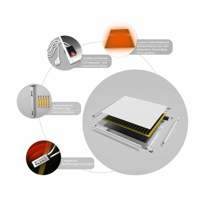 QH-OR Serie verplaatsbaar infraroodpaneel 350, 450 of 700Watt