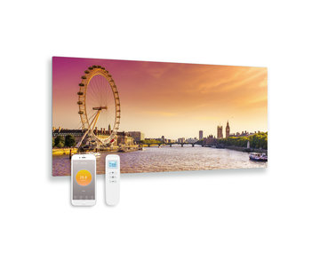 Quality Heating Bedrukt glazen infrarood paneel met wifi met remote control Londen eye 119x59 700Watt