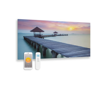 Quality Heating Bedrukt glazen infrarood paneel met wifi en remote control pier 119x59 700Watt