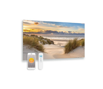 Quality Heating Bedrukt glazen infrarood paneel met wifi en remote control strand  100x59 580Watt