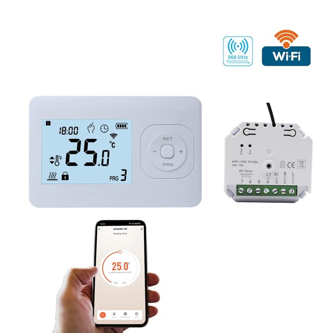 QH-Basic WiFi white thermostaat inclusief inbouw ontvanger