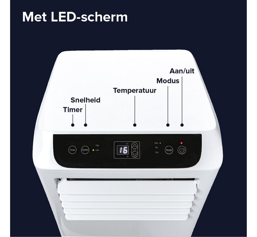 Mobiele airco Wifi ontvochtigen en ventileren met raamafdichting en luchtreiniger 7000btu