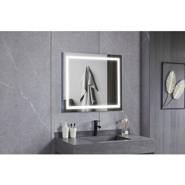 Spiegel 70 x 50 cm frameloos, inbouw led verlichting en anti condens