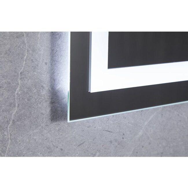 Spiegel 70 x 50 cm frameloos, inbouw led verlichting en anti condens