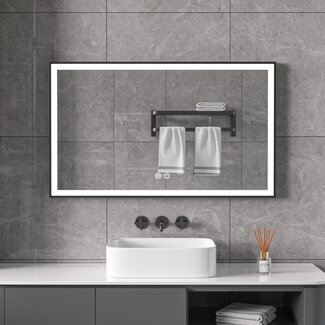 Bella Mirror Spiegel met zwart frame, led, anticondens 60 x 100 cm
