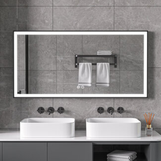 Bella Mirror Spiegel met zwart frame, led, anticondens 60 x 120 cm