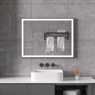 Bella Mirror Spiegel met zwart frame, led, anticondens 60 x 80 cm