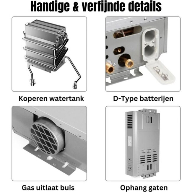 Propaan geiser - LPG geiser 12, 16 of 18 Liter / minuut Boiler
