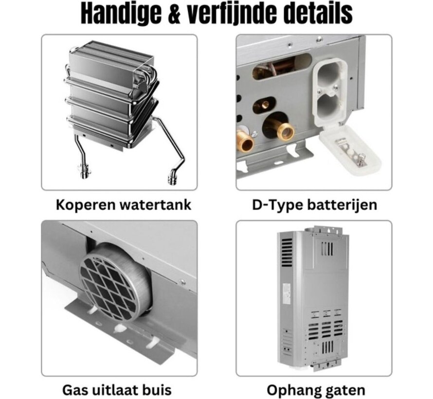 Propaan geiser - LPG geiser 12, 16 of 18 Liter / minuut Boiler