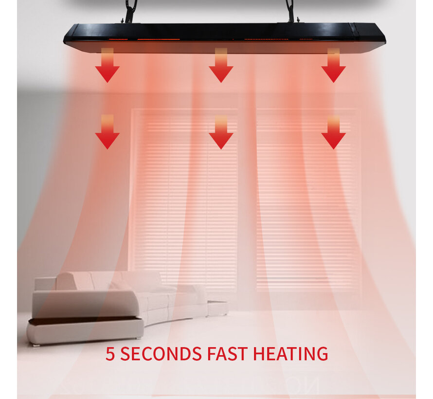 Infrarood terrasverwarmer Calore black heater instelbaar met 1600 - 3200Watt