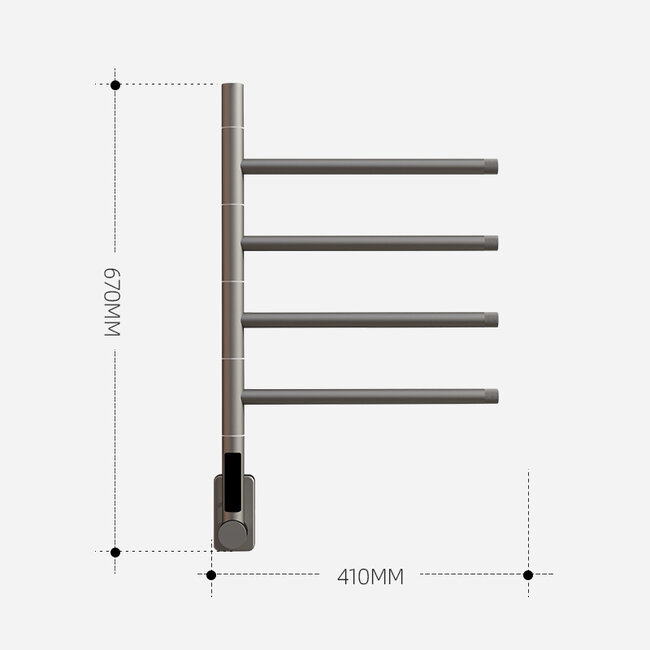 Elektrische handdoek radiator black met thermostaat