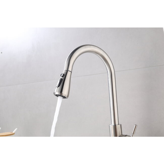 Nurion keukenkraan Silver met uitloop
