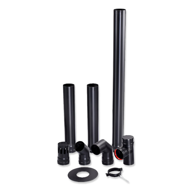 Pelletkachel pijpenset - Ø 80 mm - koolstofstaal - complete oplossing