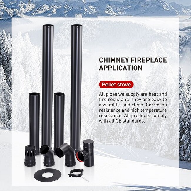 Pelletkachel pijpenset - Ø 100 mm - koolstofstaal - Niet elektrisch model
