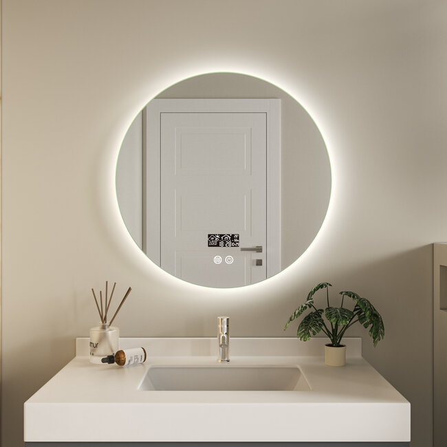 Smart spiegel rond 80cm frameloos met led verlichting, anti-condens en wifi