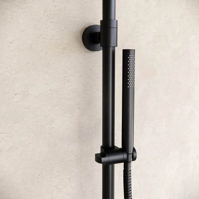 Opbouw regendouche 20 cm hoofddouche thermostatisch mat zwart